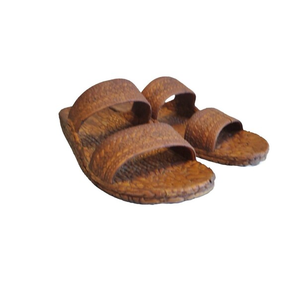 J Slips Womens Sz 6 Hawaiian Sandals Flip Flops Rubber Textured Brown Slides - Picture 3 of 7
